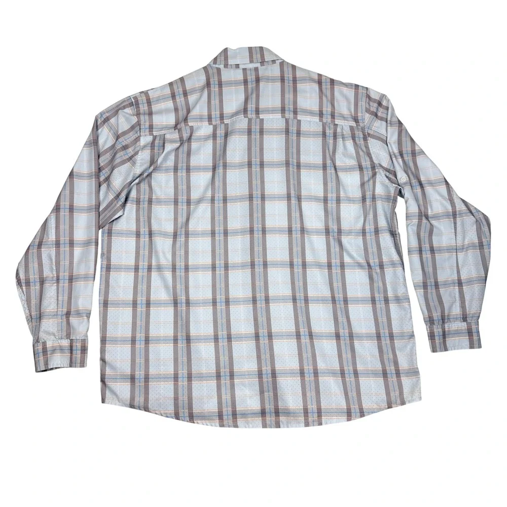 Huk Performance Fishing Shirt 2XL Blue Plaid Long Sleeve Button Down‎ Vented